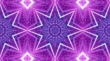 Soyut Geometrik Mor ve Mavi Işık Desenli Kaleydoskop Tasarımı.