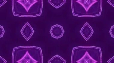 Kaleydoskopik Simetri Efektleri ile Soyut Geometrik Mor Neon Işık Gösterisi.