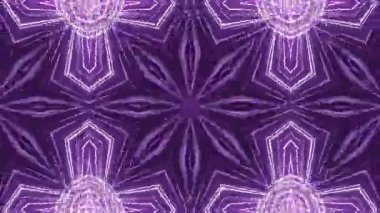 Simetrik Kaleydoskop Biçim Canlandırmasında Soyut Geometrik Mor Desenler.