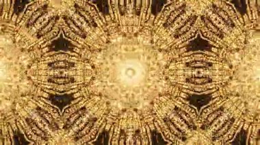Görsel Temyiz İçin Işık ve Simetrinin Soyut Altın Desenli Kaleydoskobu.