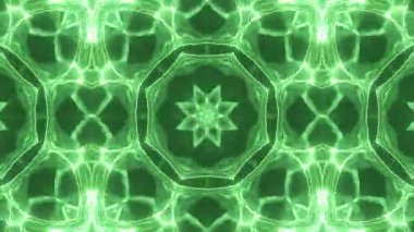 Soyut Yeşil Kaleydoskop Görsel Geometrik simetri ve Desenli Hareket Grafikleri.