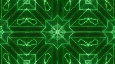 Soyut Yeşil Geometrik Parlak Çizgiler Bir Kaleydoskopik ve Geleceğsel Görüntü Oluşturuyor.