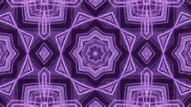 Soyut Mor Neon Geometrik Sanatı - Kaleydoskop ve Yıldız Desenleri.