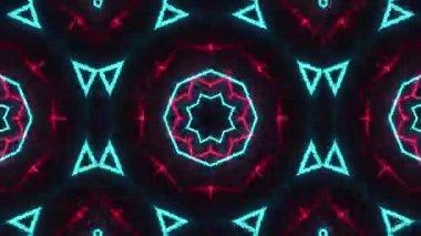Soyut Neon Geometrik Kaleydoskop Arkaplan ve Görsel Efektler Döngüsü.