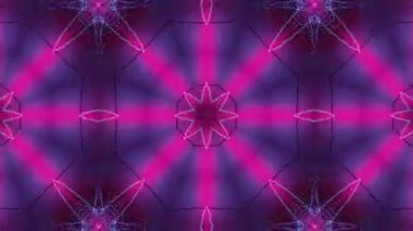 Pembe ve Mor Renkli Soyut Neon Geometrik Kaleydoskop.