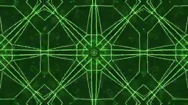 Kusursuz Kaleydoskopik Döşemede Soyut Neon Yeşil Geometrik Desen Tasarımı.