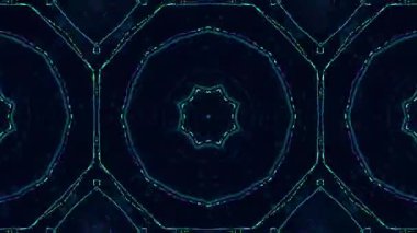 Soyut Neon Kaleydoskop Büyüleyici ve Geometrik Dijital Canlandırma.