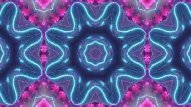 Geometrik Şekiller ve Hareketli Renkli Desenler ile Soyut Neon Kaleydoskop.