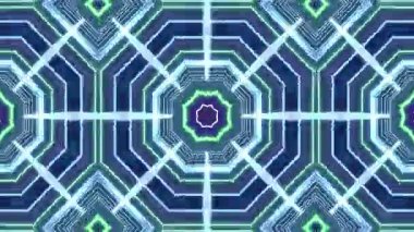 Soyut Neon Kaleydoskop Arkaplanı - Işık Efektli Geometrik Desenler.
