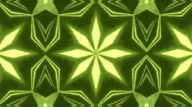 Yeşil ve Sarı Geometrik Şekillerde Soyut Neon Kaleydoskopik Desen.