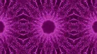 Abstract Pink Kaleidoscopic Pattern with Glowing Lines and Symmetry in Dynamic Motion.