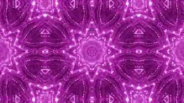 Simetrik ve Kaleydoskop Efektleriyle Soyut Mor Geometrik Tasarım.