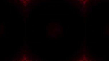 Siyah Arkaplan ile Soyut Kırmızı Geometrik Desenler ve Kaleydoskopik Canlandırma.