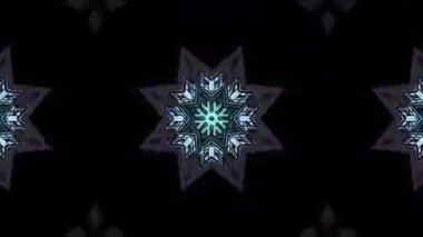 Değişen geometrik şekiller ve canlı neon renkleri ile dinamik kaleydoskop görsel.