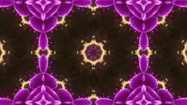 Büyüleyici Kaleydoskop Soyut Çiçek desenleri Altın Aksanlı ve Görsel Sanatlar İçin Mor Renkli.