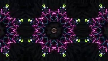 Geometrik Şekiller ve Görsel Efektler İçin Canlı Renklerle Enerji Kaleydoskop Arkaplanı.