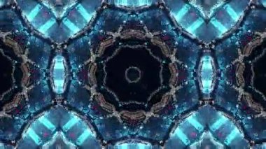 Modern bir estetik için geometrik desenleri ve parlak neon renkleri olan gelecekçi kaleydoskop.