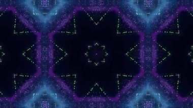 Neon Parlayan Elementler ve Kaleyidoskopik Efektlerle Hipnotik Geometrik Canlandırma Döngüsü.