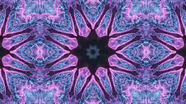 Neon Mavi ve Mor Renkli Karmaşık Kaleydoskop Deseni - Kusursuz Hareket Döngüsü.