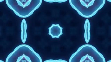 Kaleydoskopik Çiçek Canlı Mavi Işık 'taki Büyüleyici Simetrik Çiçek Örnekleri.