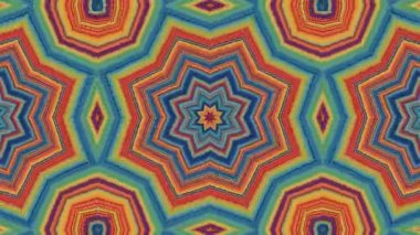 Canlı Renkler ve Karmaşık Geometrik Tasarımlarla Kaleydoskopik Desen Animasyonu.