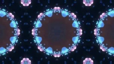 Görsel deneyim için kozmik desenler ve canlı renklerle büyüleyen kaleydoskop etkisi.