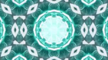 Büyüleyici Teal Kaleydoskop Hareket Arkaplanı Simetrik Çiçek Desenleriyle.