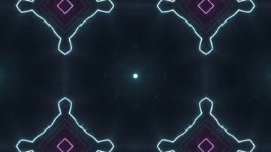 Görsel Tasarım Elementleri Retro Estetiği ile Neon Geometrik Kaleydoskop Desenleri.