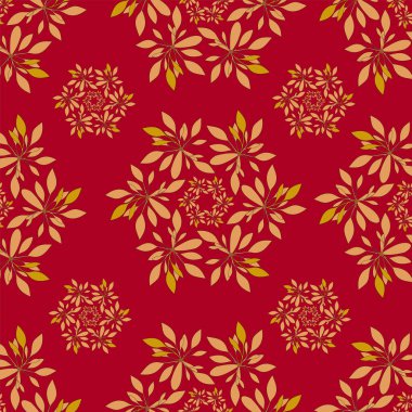 seamless pattern of autumn leaves and berries. vector illustration