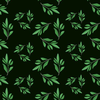 Yeşil yaprak deseninin kusursuz arka planı. vektör illüstrasyonu.