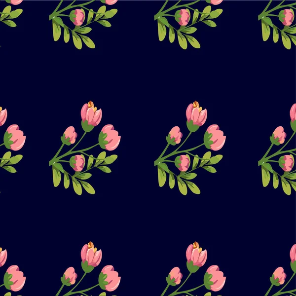 Koyu bir arka planda çiçek ve yapraklarla kusursuz bir desen. Duvar kağıdı için çiçek deseni, tekstil. kumaş, tekstil baskısı.