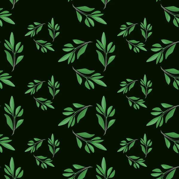 Yeşil yaprak deseninin kusursuz arka planı. vektör illüstrasyonu.