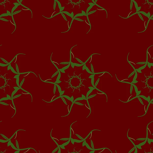 Yeşil arka planda kırmızı noel süsü olan kusursuz bir desen. Tasarımınız için vektör illüstrasyonu.