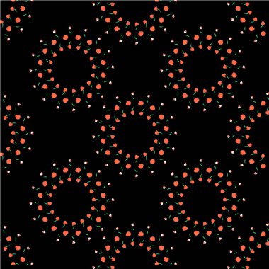 seamless pattern with black beads on dark background