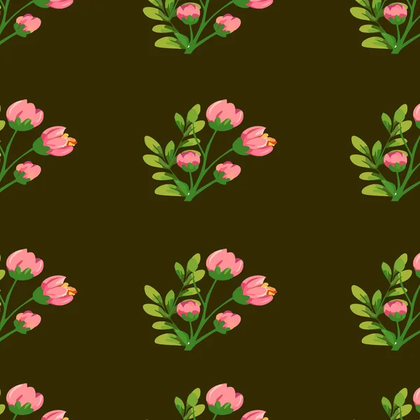 seamless pattern with flowers and leaves on dark background. vector. floral wallpaper. fabric design, wrapping paper, textile, print.