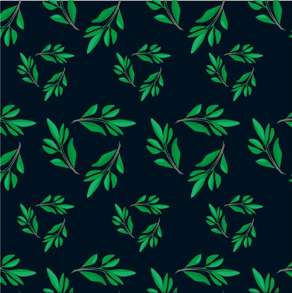 Koyu arkaplanda elle çizilmiş yapraklı çiçek desenli vektör.