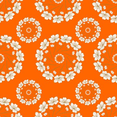 Kusursuz çiçek arkaplanı. Çiçek ve yaprakların vektör illüstrasyonu