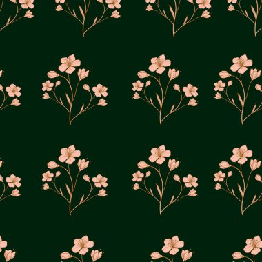 Çiçeksiz vektör deseni. çiçekler ve yapraklar