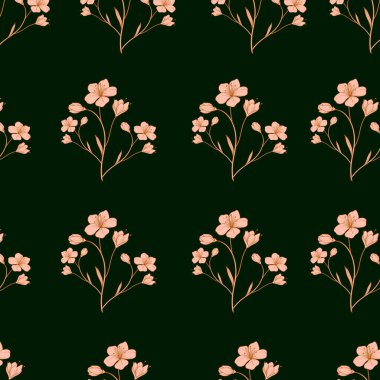 Çiçekler ve yapraklarla kusursuz desen.