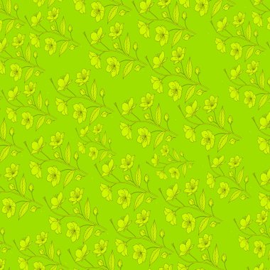 Yeşil yaprak deseni. El çizimi, pürüzsüz doku. Paket kağıdı için vektör arkaplanı