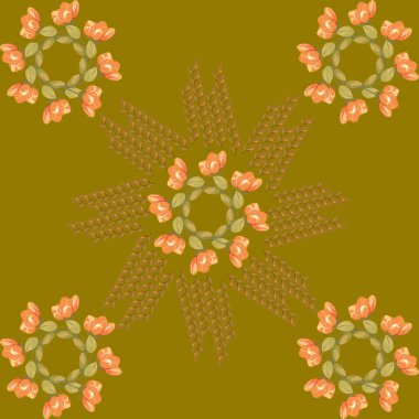 Geometrik çiçekli kusursuz desen, illüstrasyon