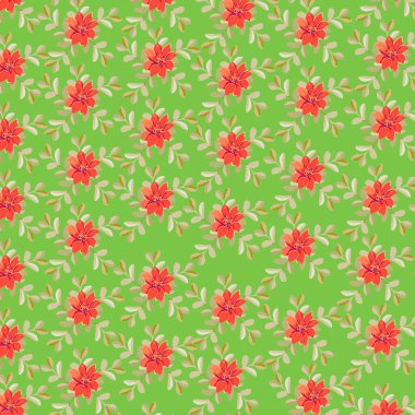 Kırmızı çiçekli kusursuz desen