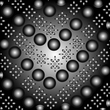 Siyah bir arkaplan üzerinde siyah dairelerin pürüzsüz örüntüsü.