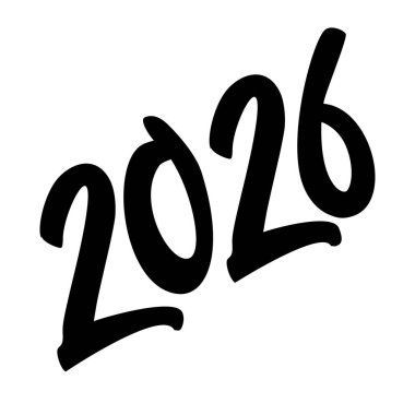 Oyuncu 2026 Yıl Senaryo Tipografisi: Beyaz Arkaplanda Kalın Elle Çizilmiş Siyah Fırça Vuruşları, Yaratıcı Yeni Yıl Kutlamaları, Sıradan Parti Davetleri, Günlük Başlıklar ve Eğlenceli Sosyal Medya İçeriği