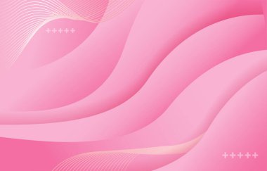 Pembe soyut arka plan pürüzsüz, örtüşen 3 boyutlu dalgalar, ince eğimli gölgeleme, akıcı kurdele benzeri çizgiler, ve derinlik, hareket ve modern tasarım için hafif geometrik semboller