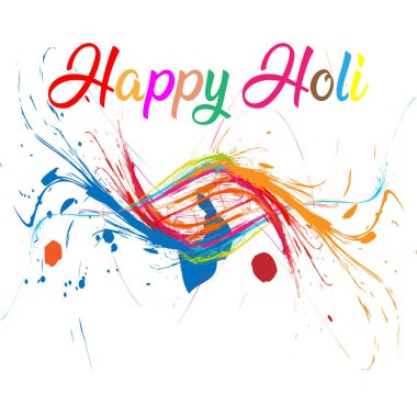 Hint Renk Festivali için Soyut Renkli Boya Girdapları ve Sanatsal Mürekkep Vuruşları Arkaplanlı Mutlu Holi Tebrik Kartı Bayrağı ve Yaratıcı Sosyal Medya Grafikleri