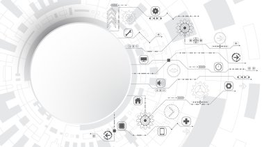 Vektör arka plan yenilik, teknoloji ve teknoloji kavramları gösterir. İşletmeler için uygulanabilir.