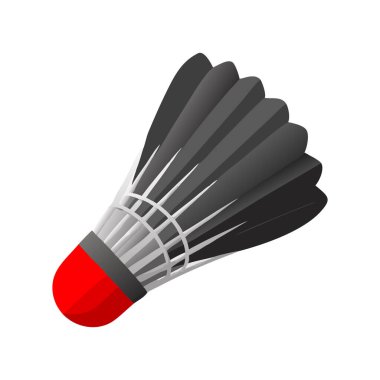 Kırmızı tabanlı tek bir siyah badminton mekik, berraklık için izole beyaz bir arka plana karşı gösterilir..