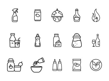 Sıradan ev eşyaları, içecekler, yiyecek kapları ve ateş gibi soyut kavramları tasvir eden basit, yarım yamalak çizgiler..