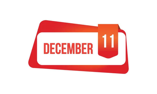 December 11 Daily Calendar date flat design red gradient rectangle style